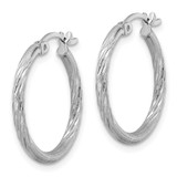 Sterling Silver Rhodium-plated 2mm Polished/Satin Diamond-cut Hoop Earrings - QE-CC738256-2071