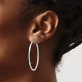 Sterling Silver Rhodium-plated 2mm Polished/Satin Diamond-cut Hoop Earrings - QE-D1ACCA98-5062