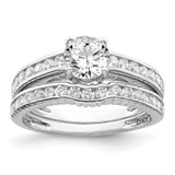 Sterling Silver Rhodium-plated 2-Piece CZ Size 6 Wedding Set Ring - QR-9E3B0170-1424