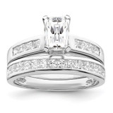 Sterling Silver Rhodium-plated 2-Piece CZ Size 7 Wedding Set Ring - QR-19CD48CF-9387