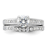 Sterling Silver Rhodium-plated 2-Piece CZ Size 7 Wedding Set Ring - QR-A7445627-5835