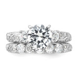 Sterling Silver Rhodium-plated 2-piece CZ Wedding Ring - QR-54A1A719-4083