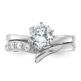 Sterling Silver Rhodium-plated 2-piece CZ Wedding Ring Set - QR-FBB9D4D6-6383