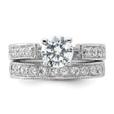 Sterling Silver Rhodium-plated 2-Piece CZ Wedding Set Ring - QR-A1D530C8-1951
