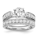 Sterling Silver Rhodium-plated 2-Piece CZ Wedding Set Ring - QR-A1D530C8-1951