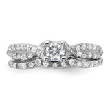 Sterling Silver Rhodium-plated 2-Piece CZ Wedding Set Ring - QR-D2CFB6A0-7085
