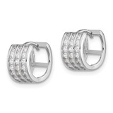 Sterling Silver Rhodium-plated 3 Row CZ Hinged Hoop Earrings - QE-22AB70D5-7929