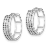 Sterling Silver Rhodium-plated 3 Row CZ Hinged Hoop Earrings - QE-9D37518B-1662