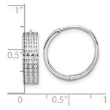 Sterling Silver Rhodium-plated 3 Row CZ Hinged Hoop Earrings - QE-9D37518B-1662