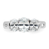 Sterling Silver Rhodium-plated 3 Stone CZ Ring - QR-AD05932E-6147