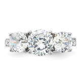 Sterling Silver Rhodium-plated 3 Stone CZ Ring - QR-E15DDB60-7982