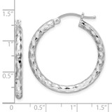 Sterling Silver Rhodium-plated 3.00mm Diamond-cut Hoop Earrings - QE-23D1A360-2663