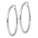 Sterling Silver Rhodium-plated 3.00mm Diamond-cut Hoop Earrings - QE-87076B60-2610