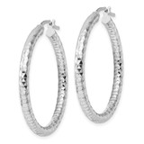 Sterling Silver Rhodium-plated 3.00mm Diamond-cut Hoop Earrings - QE-A339A061-6821
