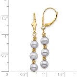 14k 5-6mm Grey Semi-Round Freshwater Cultured Pearl Dangle Leverback Earrings