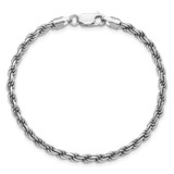 Sterling Silver Rhodium-plated 3.2mm Diamond-cut Rope Chain - QD-52C7A688-1102