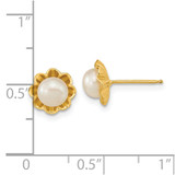 14k 5-6mm White Button Freshwater Cultured Pearl Post Earrings - XF-0FA0BA93-4140