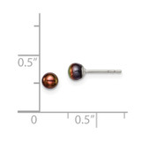 Sterling Silver Rhodium-plated 3-4mm Black Button Freshwater Cultured Pearl Post Earrings