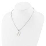 Sterling Silver Rhodium-plated 3-5.5mm White Button Freshwater Cultured Pearl LETTER B 18 inch Necklace