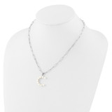 Sterling Silver Rhodium-plated 3-5.5mm White Button Freshwater Cultured Pearl LETTER C 18 inch Necklace
