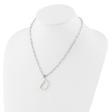Sterling Silver Rhodium-plated 3-5.5mm White Button Freshwater Cultured Pearl LETTER D 18 inch Necklace