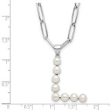 Sterling Silver Rhodium-plated 3-5.5mm White Button Freshwater Cultured Pearl LETTER L 18 inch Necklace