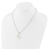 Sterling Silver Rhodium-plated 3-5.5mm White Button Freshwater Cultured Pearl LETTER M 18 inch Necklace