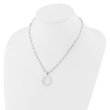 Sterling Silver Rhodium-plated 3-5.5mm White Button Freshwater Cultured Pearl LETTER O 18 inch Necklace