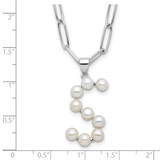 Sterling Silver Rhodium-plated 3-5.5mm White Button Freshwater Cultured Pearl LETTER S 18 inch Necklace