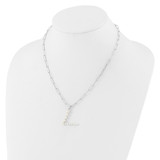 Sterling Silver Rhodium-plated 3-5.5mm White Button Freshwater Cultured Pearl LETTER V 18 inch Necklace