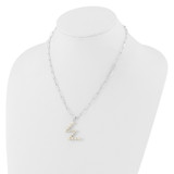 Sterling Silver Rhodium-plated 3-5.5mm White Button Freshwater Cultured Pearl LETTER W 18 inch Necklace