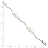 Sterling Silver Rhodium-plated 3-6mm White Near-Round Freshwater Cultured Pearl 7.25 inch Bracelet