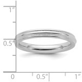 Sterling Silver Rhodium-plated 3mm Comfort Fit Milgrain Size 9 Band