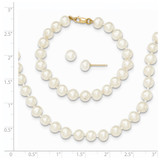 14k 5-6mm White Freshwater Cultured Pearl 5 inch Bracelet, 14 inch Necklace and Post Earrings Set - XF-6D13C859-8729