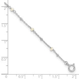 Sterling Silver Rhodium-plated 3mm FWC Pearl 9in Plus 1in ext Anklet