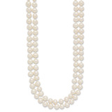 14k 5-6mm White Near Round Freshwater Cultured Pearl Double Strand 18 inch Necklace