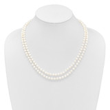 14k 5-6mm White Near Round Freshwater Cultured Pearl Double Strand 18 inch Necklace