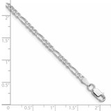 Sterling Silver Rhodium-plated 3mm Pav‚ Flat Figaro Chain - QF-36A1CEE7-1596