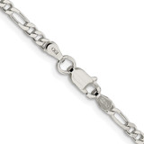 Sterling Silver Rhodium-plated 3mm Pav‚ Flat Figaro Chain - QF-BDD03CA8-3953