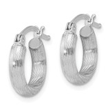 Sterling Silver Rhodium-plated 3mm Polished/Satin Diamond-cut Hoop Earrings - QE-44D23FB7-2094