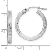 Sterling Silver Rhodium-plated 3mm Polished/Satin Diamond-cut Hoop Earrings - QE-5E9CC395-8017