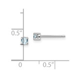 Sterling Silver Rhodium-plated 3mm Round Aquamarine Post Earrings