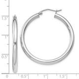 Sterling Silver Rhodium-plated 3mm Round Hoop Earrings - QE-3AB5547F-2556