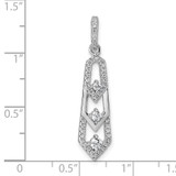 Sterling Silver Rhodium-plated 3-Stone CZ Pointed Pendant