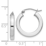 Sterling Silver Rhodium-plated 3x20mm Square Tube Hoop Earrings