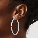 Sterling Silver Rhodium-plated 3x45mmTwisted Hoop Earrings