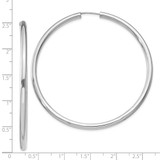 Sterling Silver Rhodium-plated 3x60mm Endless Tube Hoop Earrings