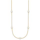 14k 5-6mm White Near-Round Freshwater Cultured Pearl 7-Station 16 inch Necklace