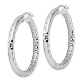 Sterling Silver Rhodium-plated 4.00mm Diamond-cut Hoop Earrings - QE-E780901A-7561