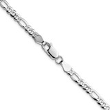 Sterling Silver Rhodium-plated 4.0mm Lightweight Flat Figaro Chain - QM-7DDC5E1A-8914
